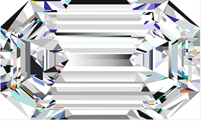 An illustration of an Emerald cut diamond